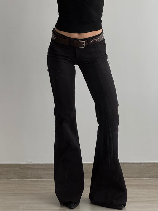 Low Waist Black Flare Jeans