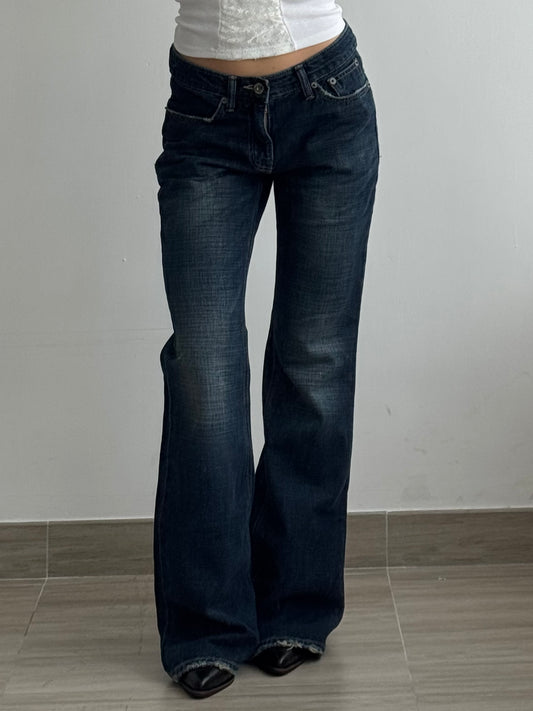 Dark blue flare jeans
