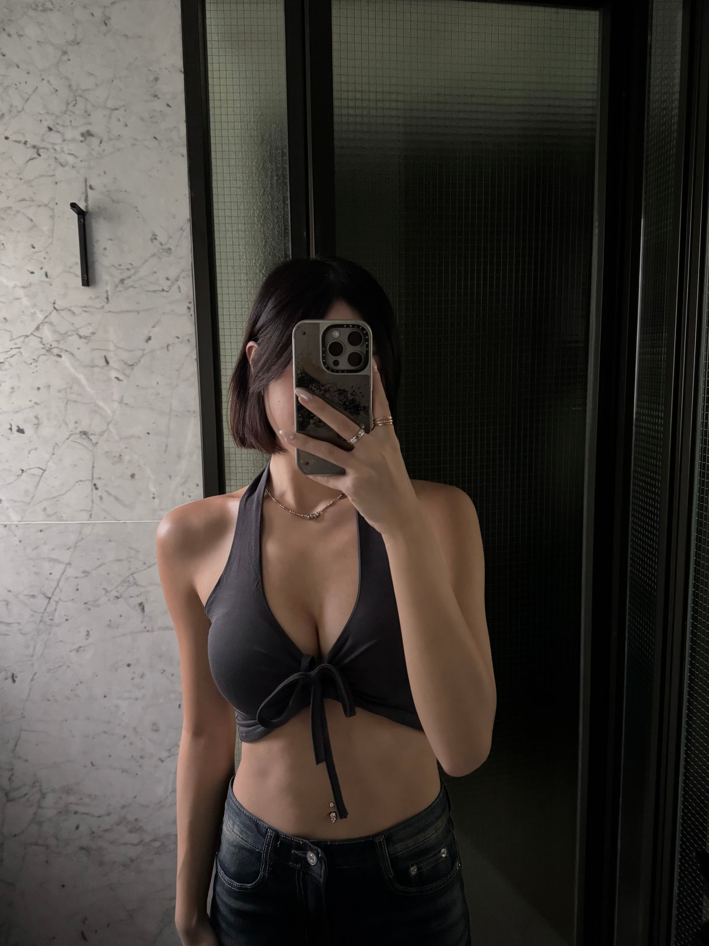 [ BEST ! ] Padded Ribbon Halterneck top