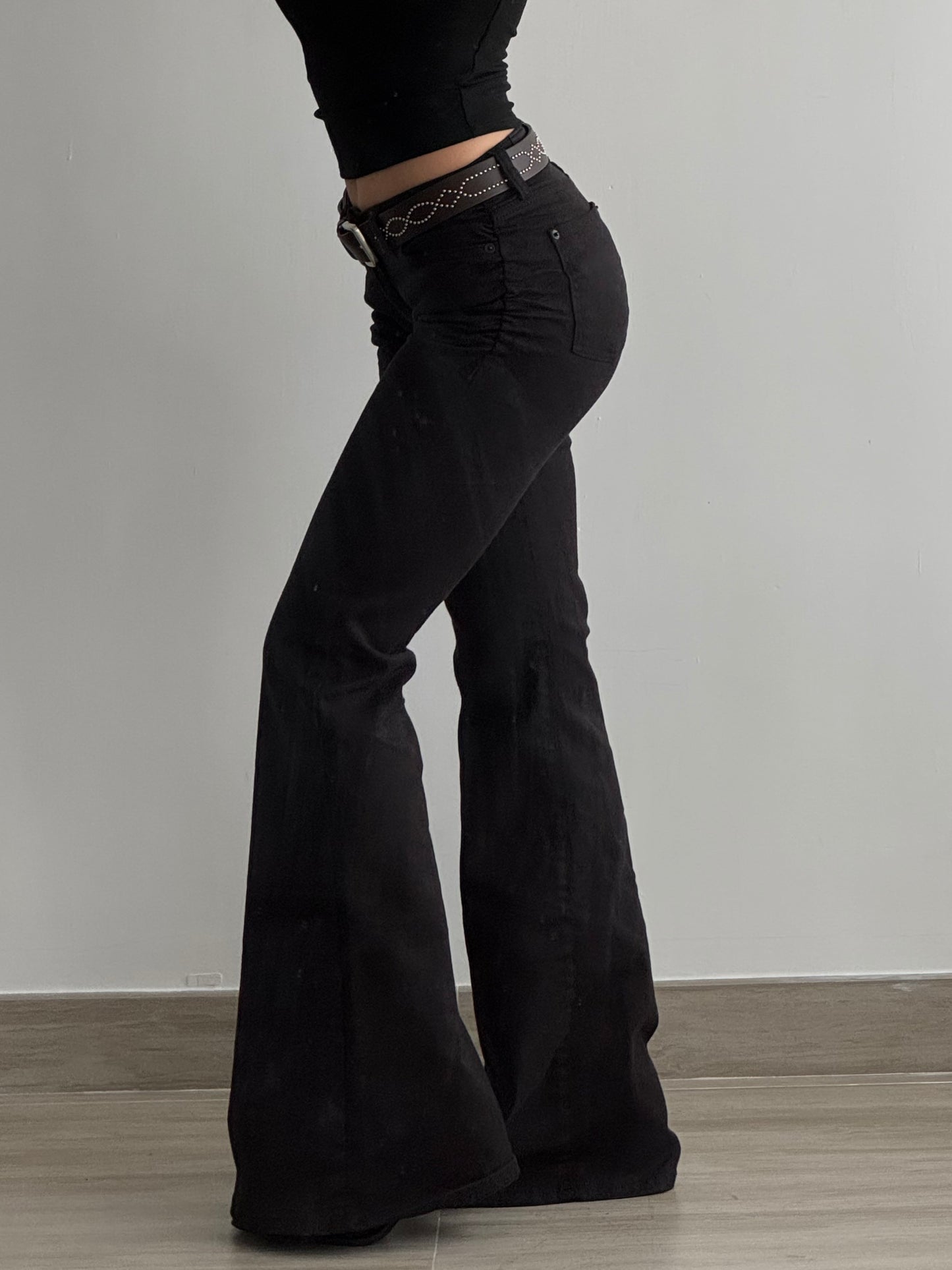 Low Waist Black Flare Jeans