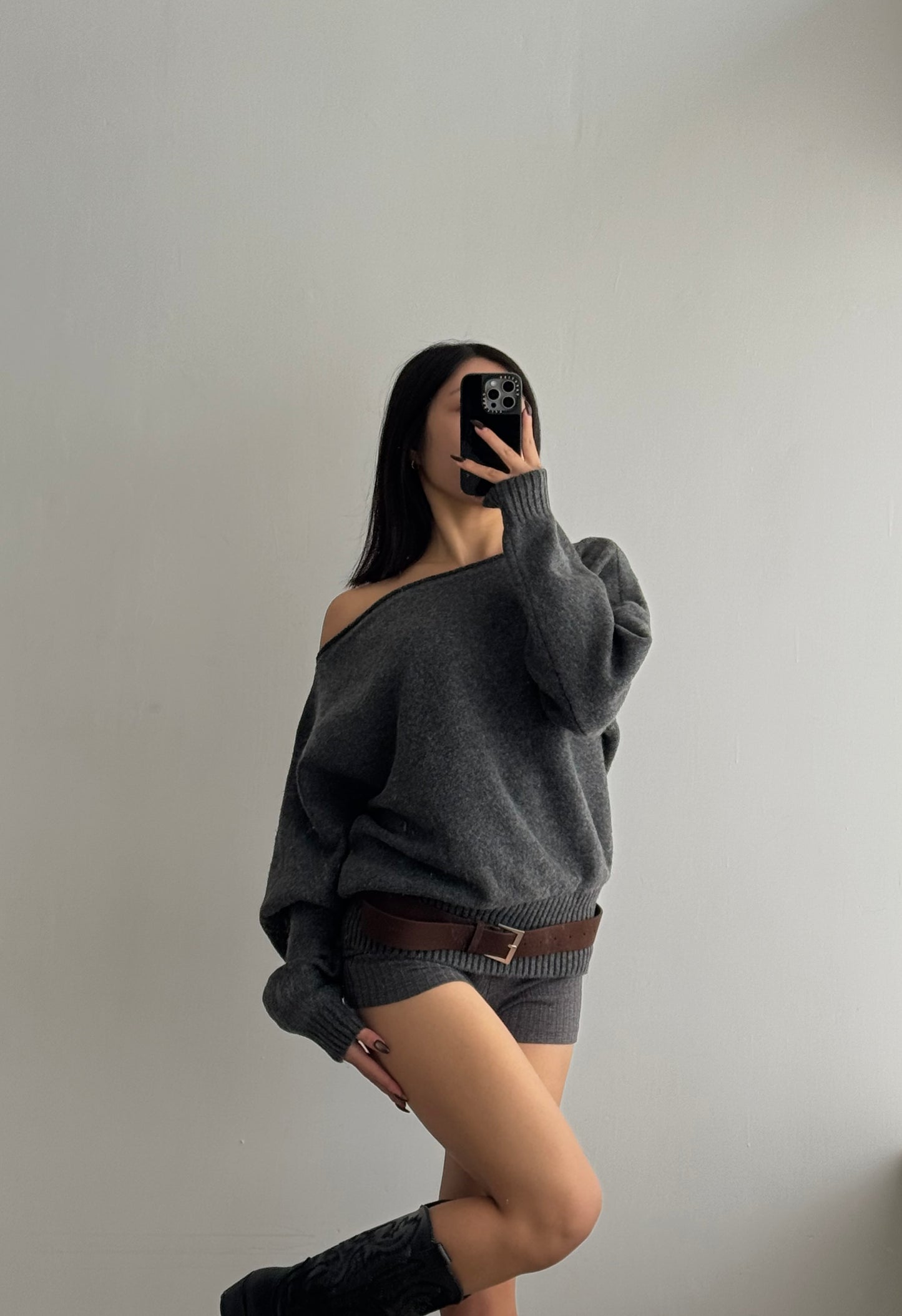 [ BEST ! ] One Shoulder Knit Top