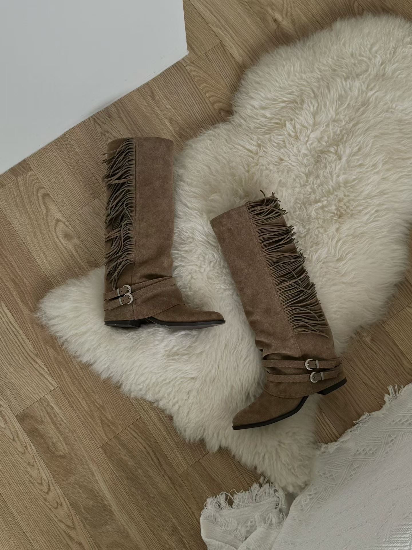 Buckle Tassel Boots
