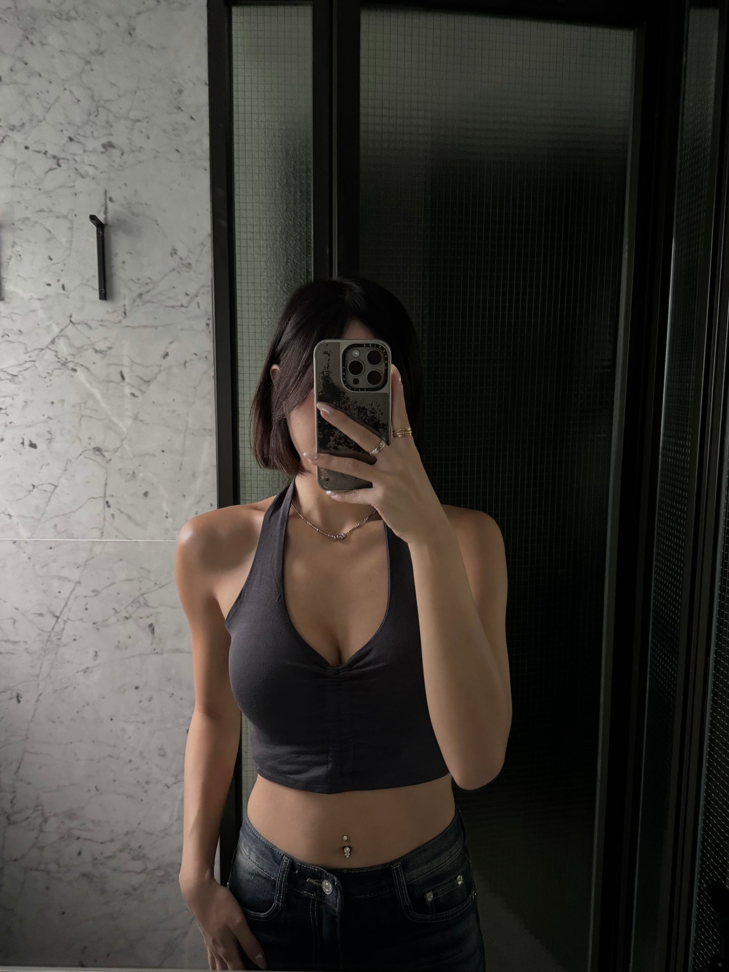 [ BEST ! ] Padded Ribbon Halterneck top