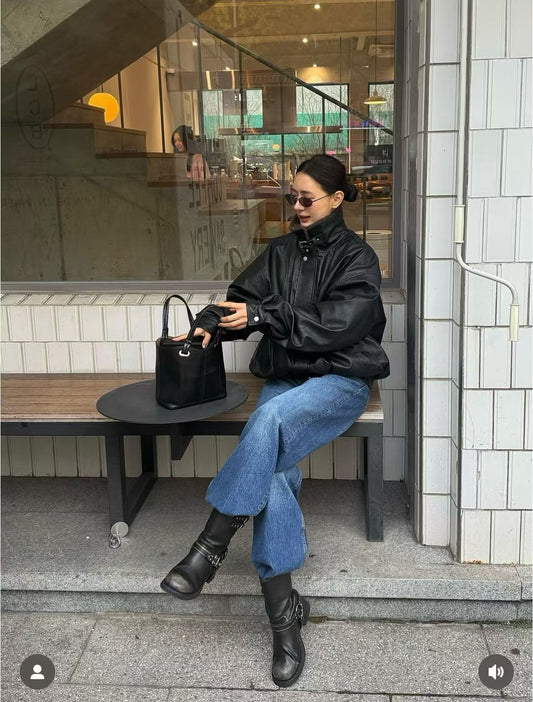 Brown Fur Leather Jacket