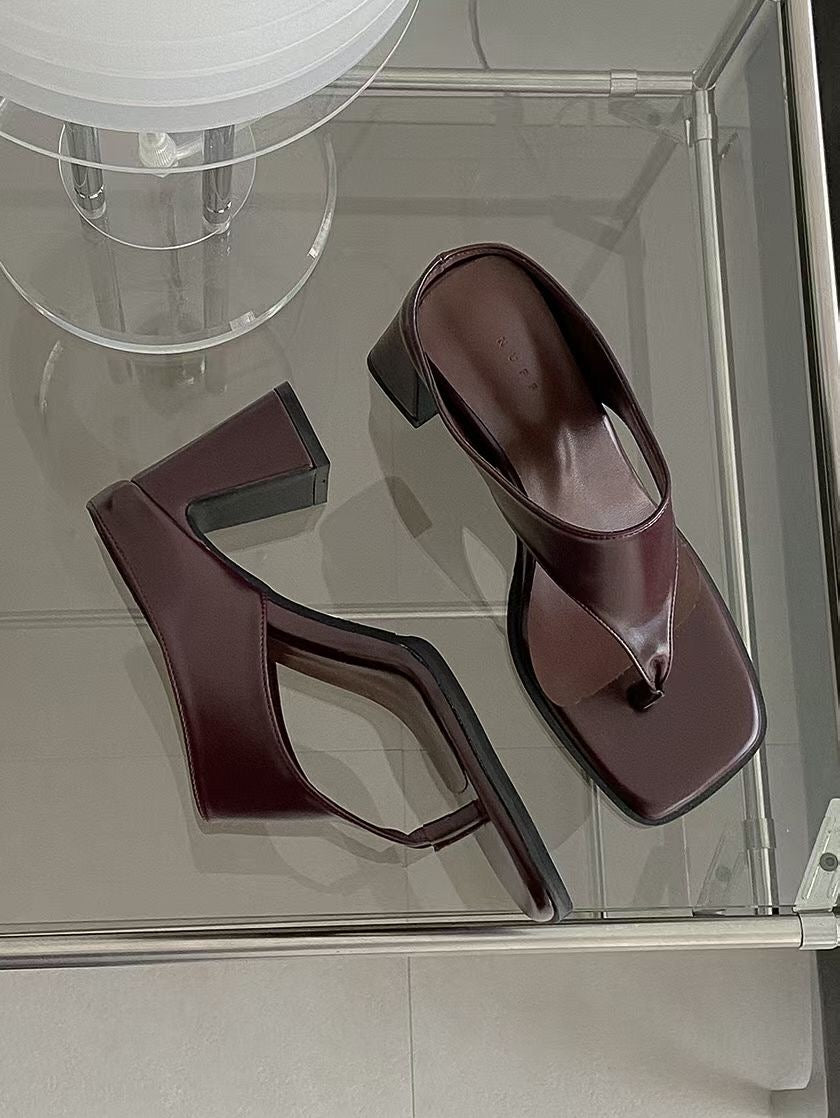 [ BEST! ] Thong Heeled Mules