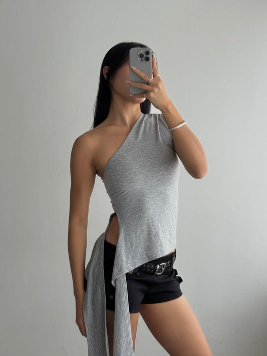 One Shoulder Ribbon Top