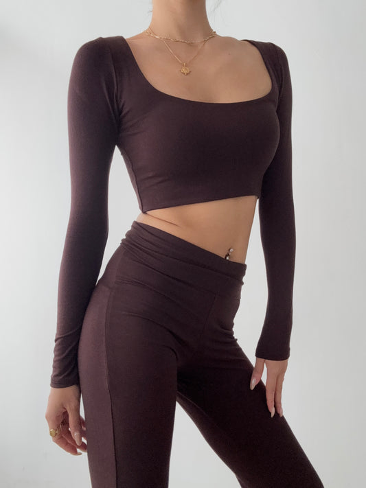 Soft Crop Square-neck long sleeve
