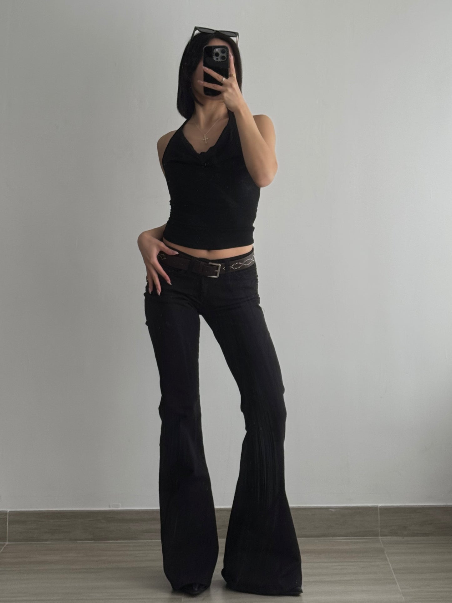 Low Waist Black Flare Jeans