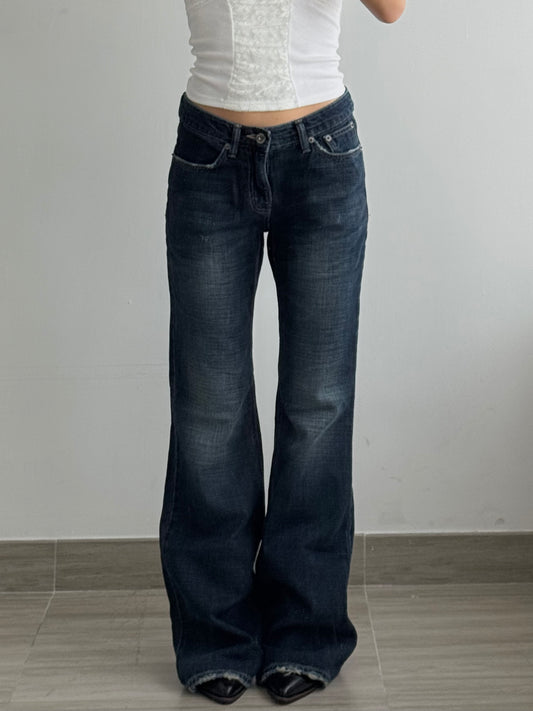 Dark blue flare jeans