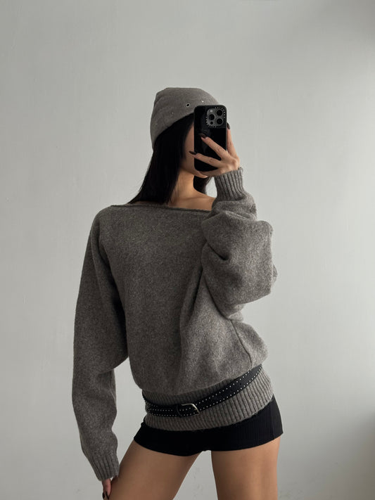 [ BEST ! ] One Shoulder Knit Top